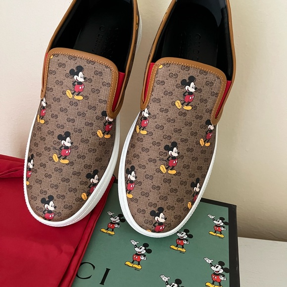 NIB Gucci Men’s Mickey Mouse GG Supreme Slip On Loafer Shoe Size 9G US 9.5. - Picture 6 of 14